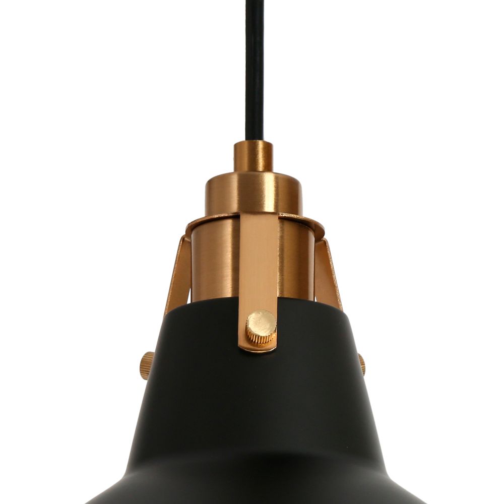 Image 4 3-Light Matte Black and Plating Brass Chandeliers more views