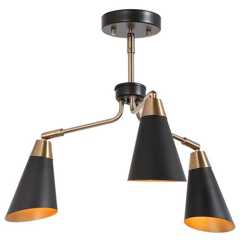 Image 1 3-Light Matte Black and Plating Brass Chandeliers
