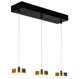 Image1 of 3-Light Matte Black and Plating Brass Island Lamp LED