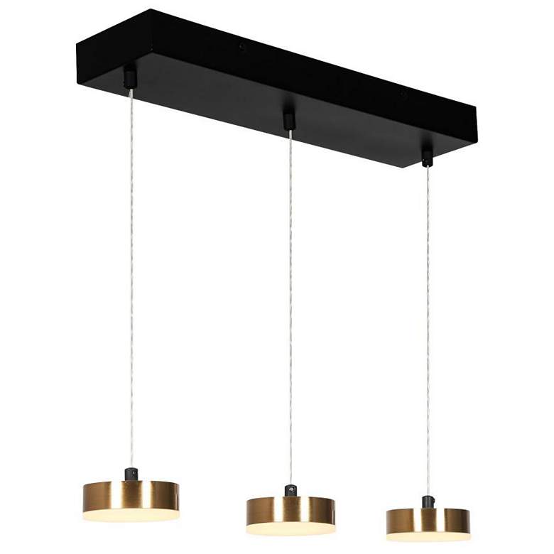 Image 1 3-Light Matte Black and Plating Brass Island Lamp LED