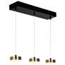 3-Light Matte Black and Plating Brass Island Lamp LED