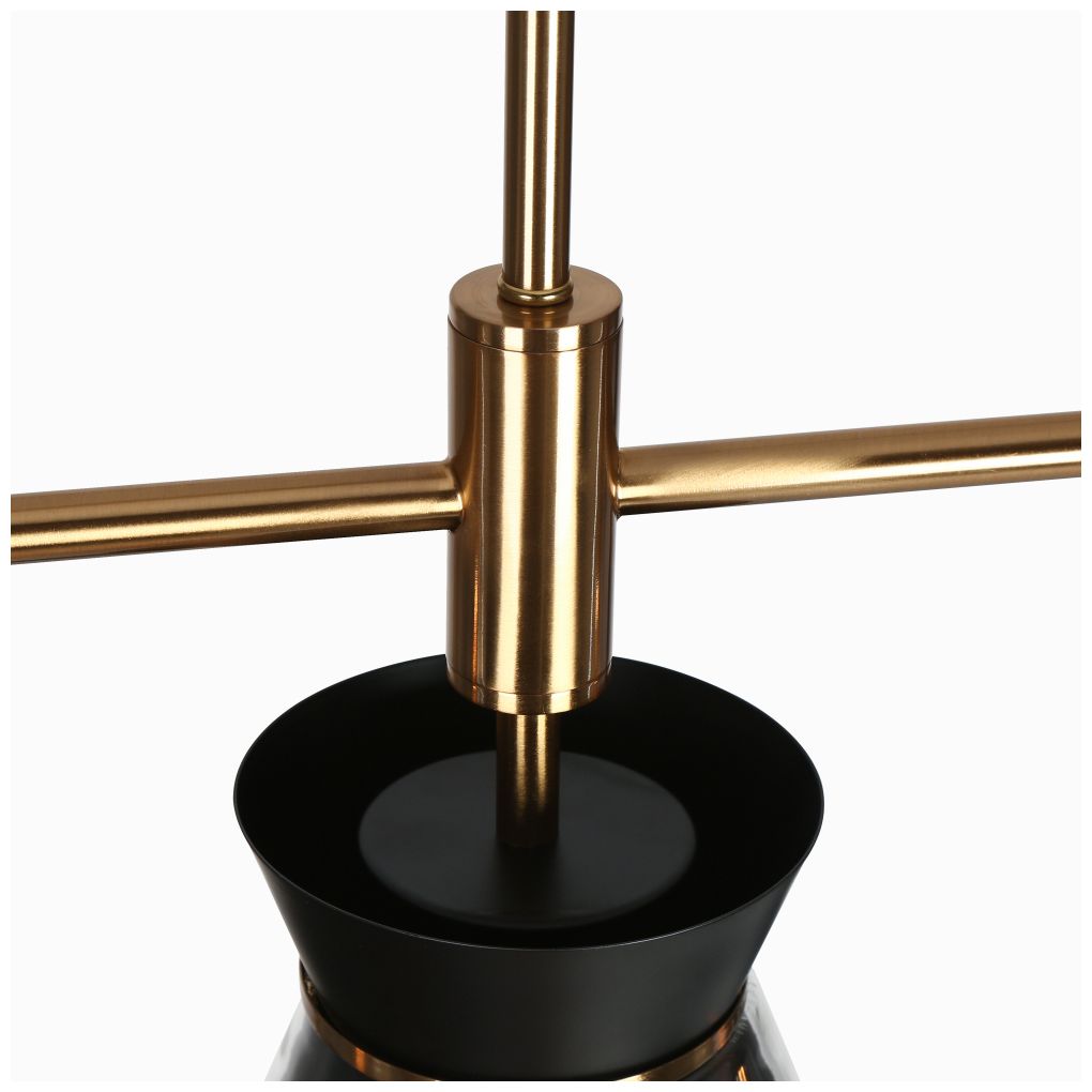 Image 3 3-Light Matte Black and Plating Brass Island Lamp with Clear Glass more views