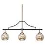 3-Light Matte Black and Plating Brass Island Lamp with Mercury Glass