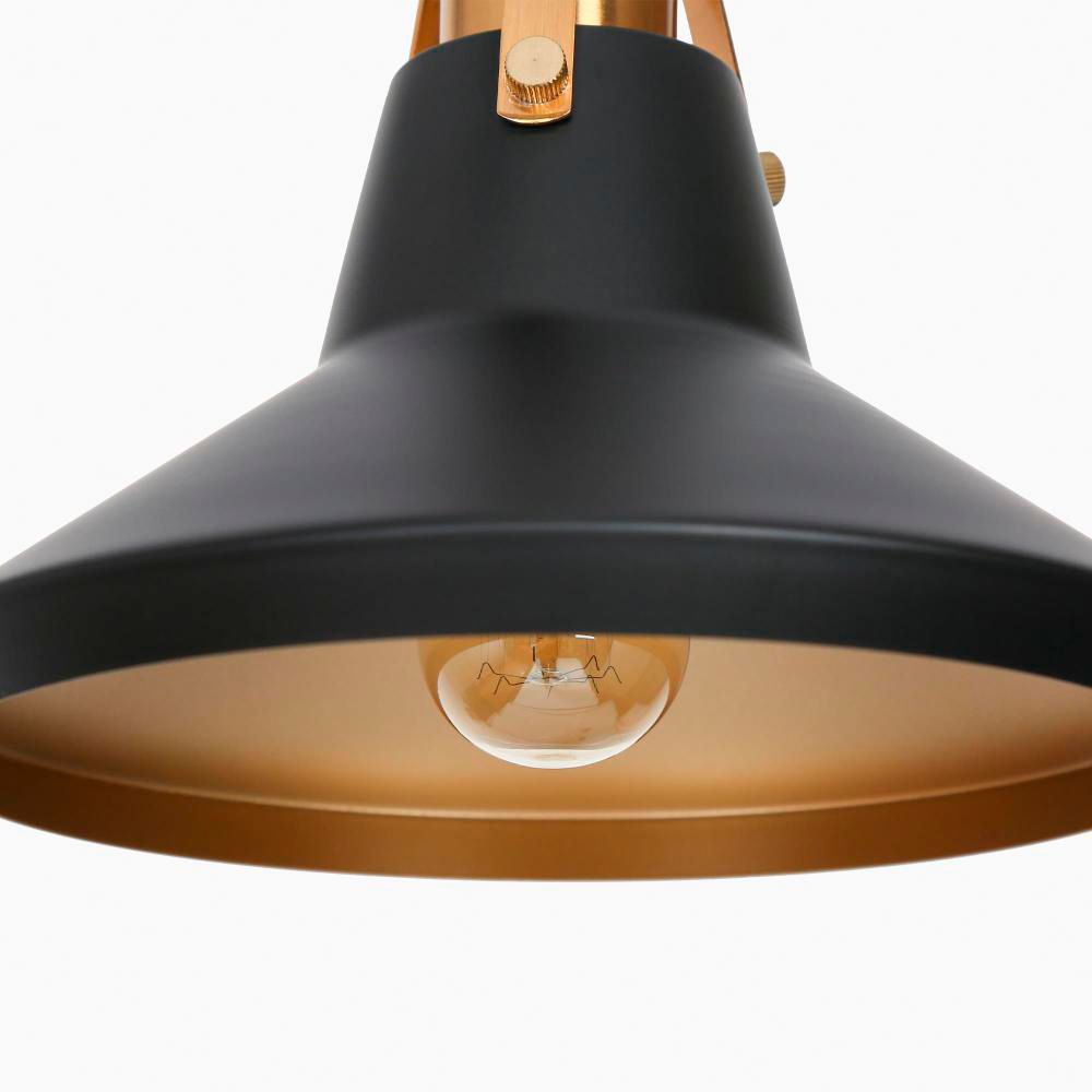 Image 2 3-Light Matte Black and Plating Brass Island Lamp more views