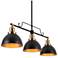 3-Light Matte Black and Plating Brass Island Lamp