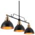 3-Light Matte Black and Plating Brass Island Lamp