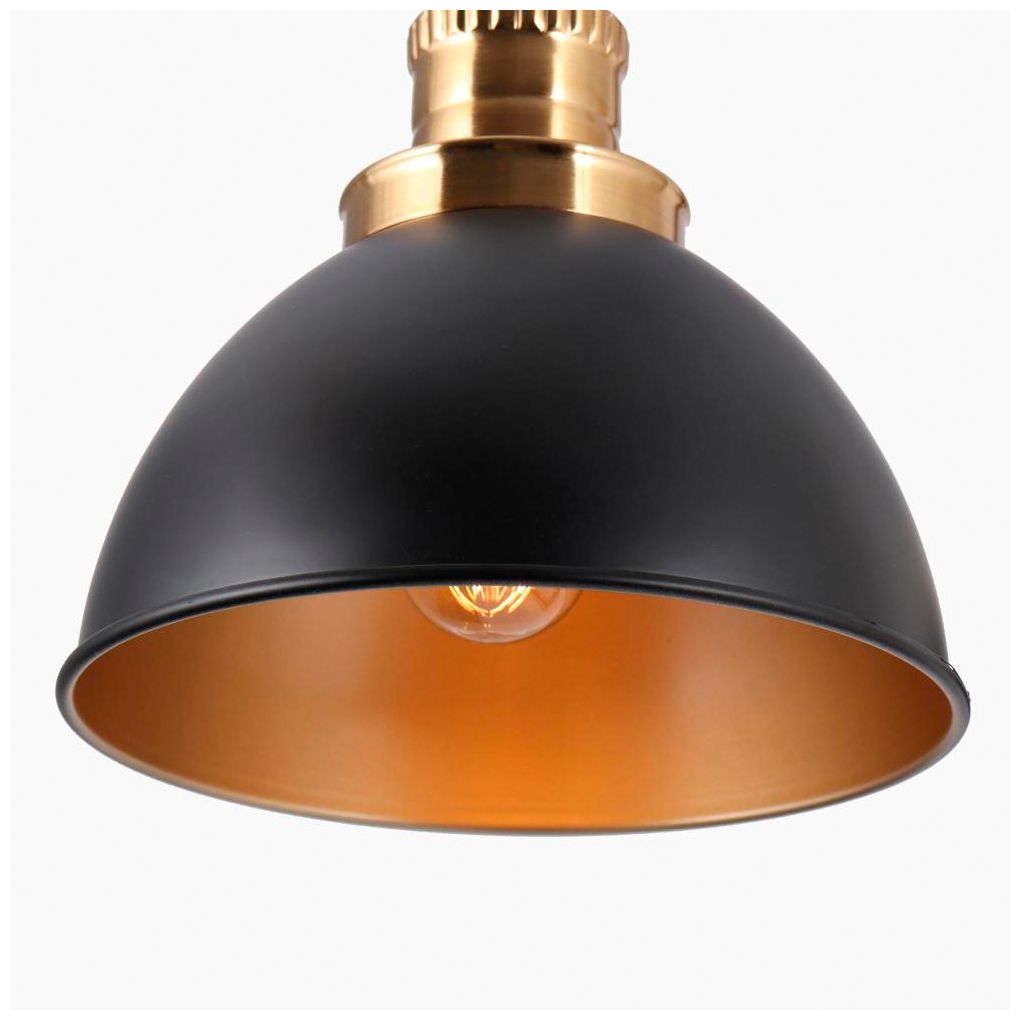 Image 4 3-Light Matte Black and Plating Brass Island Lamp more views