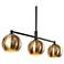 3-Light Matte Black and Plating Brass Metal Ball Island Lamp