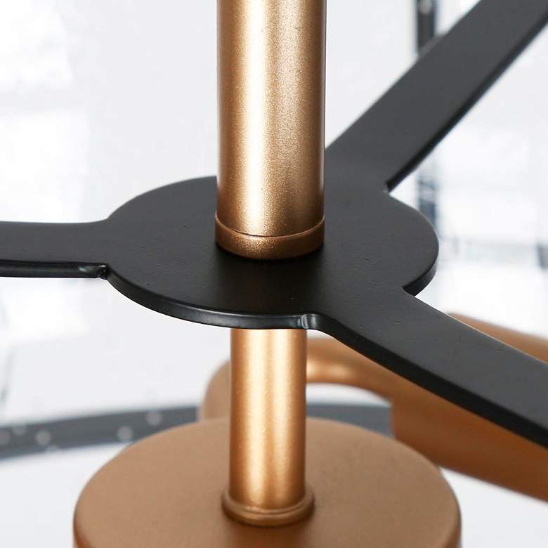 Image 3 3-Light Matte Black and Satin Gold Ceiling Lamp with Seeded Glass more views