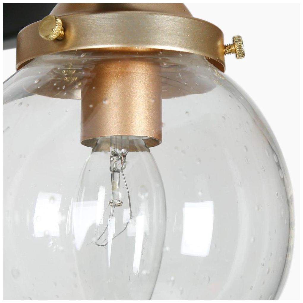 Image 3 3-Light Matte Black and Satin Gold Ceiling Lamp with Seeded Glass more views