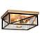 3-Light Matte Black and Satin Gold Ceiling Lamp with Seeded Glass