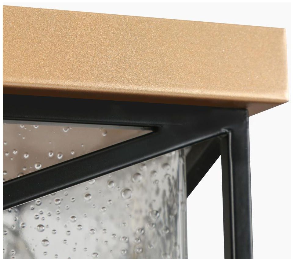 Image 3 3-Light Matte Black and Satin Gold Ceiling Lamp with Seeded Glass more views