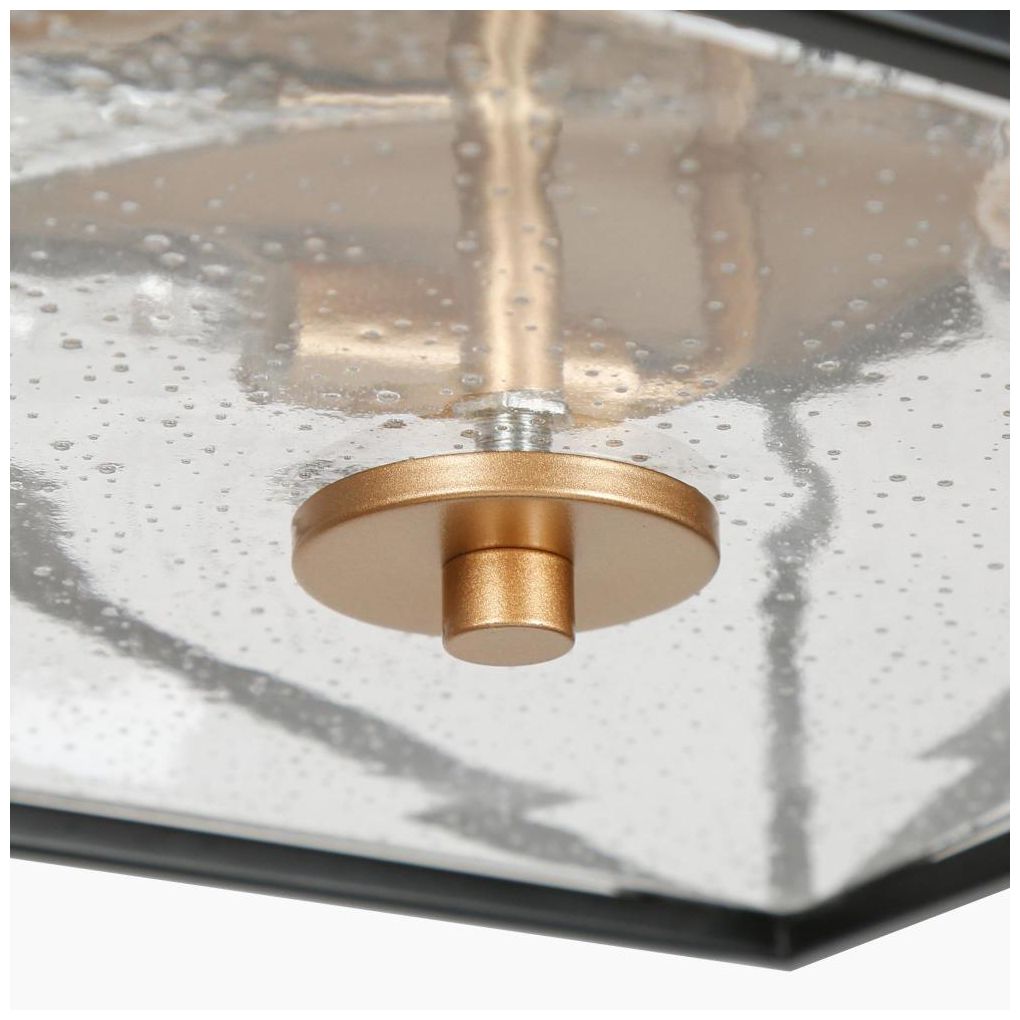 Image 4 3-Light Matte Black and Satin Gold Ceiling Lamp with Seeded Glass more views