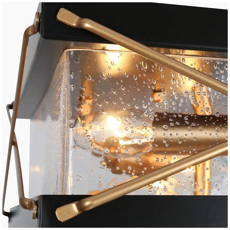 Image 4 3-Light Matte Black and Satin Gold Ceiling Lamp with Seeded Glass more views