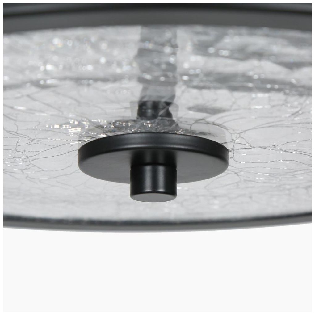 Image 2 3-Light Matte Black Ceiling Lamp with Textured Glass more views