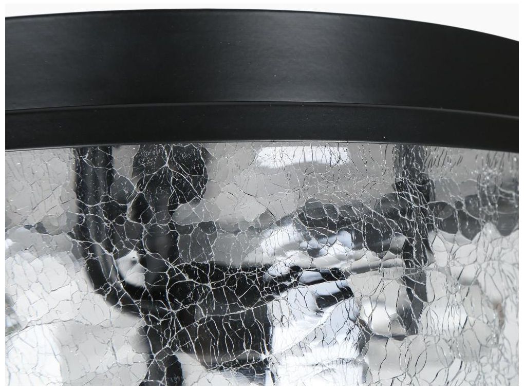 Image 4 3-Light Matte Black Ceiling Lamp with Textured Glass more views