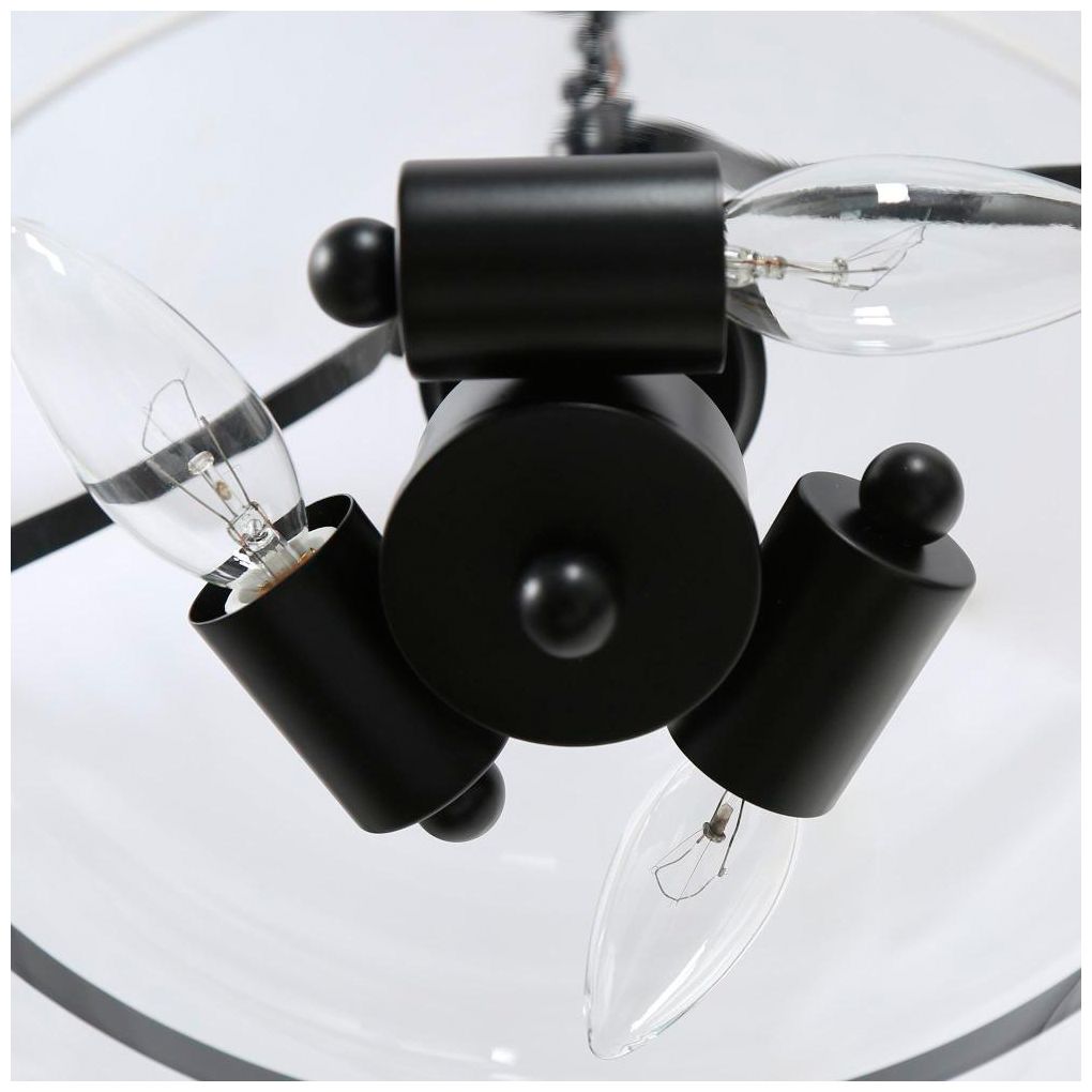 Image 4 3-Light Matte Black Chandeliers with Clear Glass more views