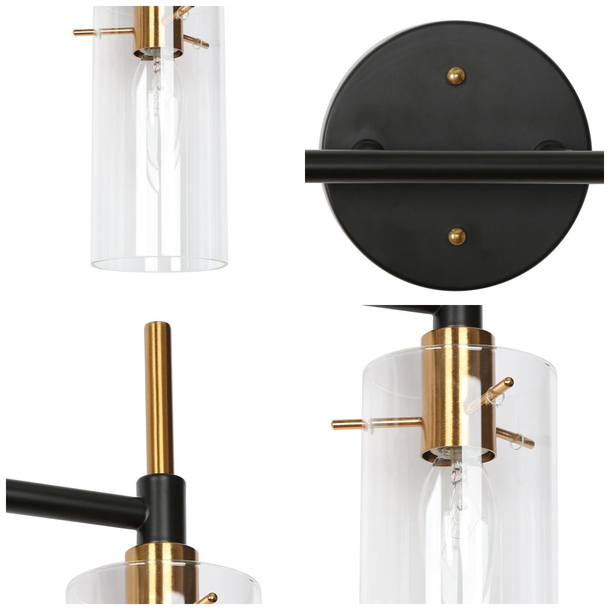 Image 3 3-Light Modern Brass and Black Bathroom Vanity Light more views