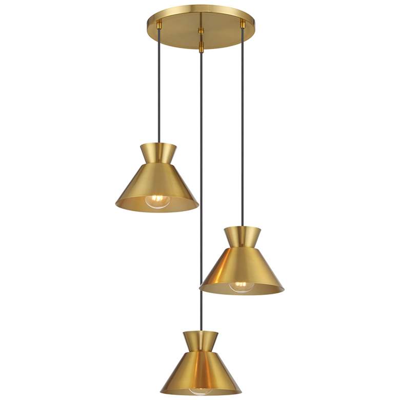 Image 1 3-Light Multi-Point Chandelier in Natural Brass