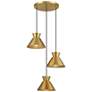 1_3-Light Multi-Point Chandelier in Natural Brass