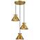 3-Light Multi-Point Chandelier in Natural Brass