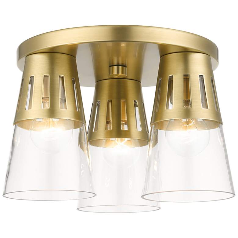 Image 1 3 Light Natural Brass Flush Mount