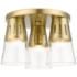 3 Light Natural Brass Flush Mount