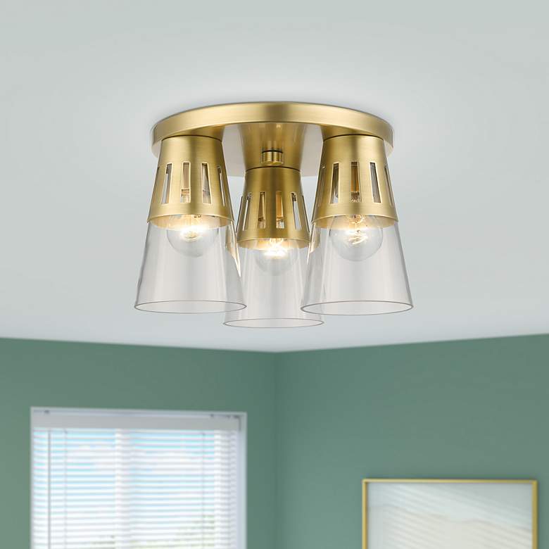 Image 1 3 Light Natural Brass Flush Mount