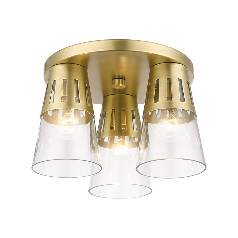 Image 4 3 Light Natural Brass Flush Mount more views