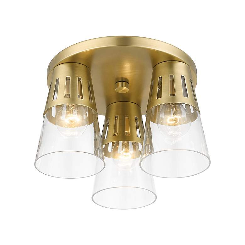 Image 5 3 Light Natural Brass Flush Mount more views