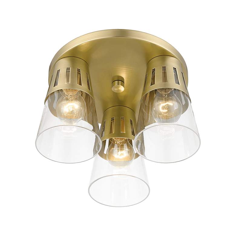 Image 6 3 Light Natural Brass Flush Mount more views