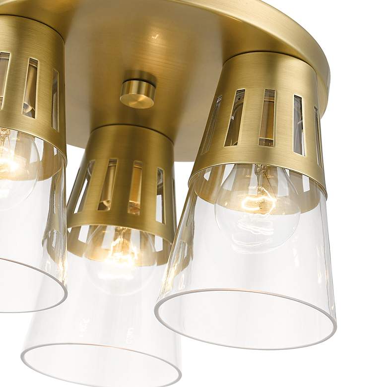 Image 7 3 Light Natural Brass Flush Mount more views