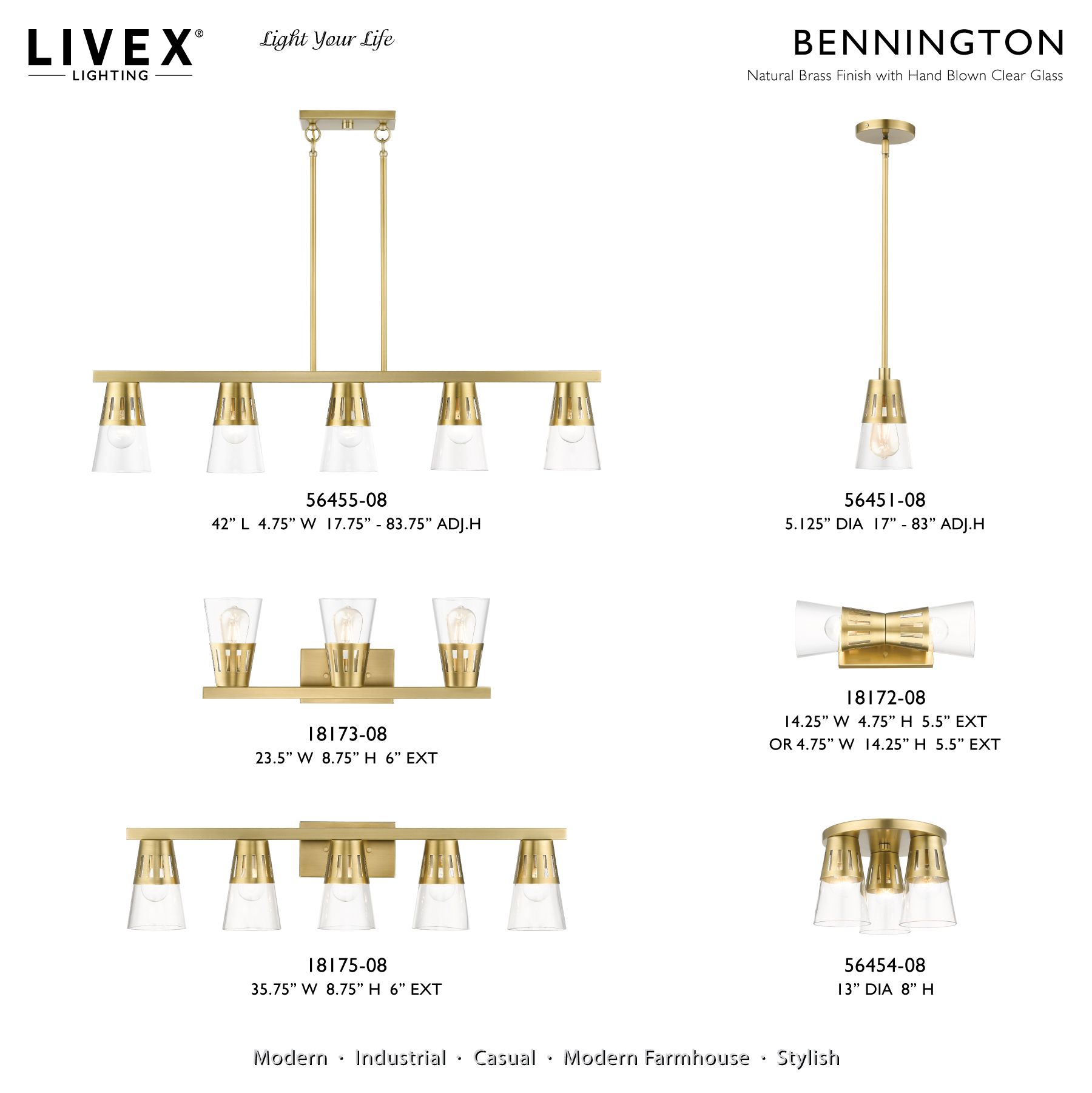 3 Light Natural Brass Flush Mount