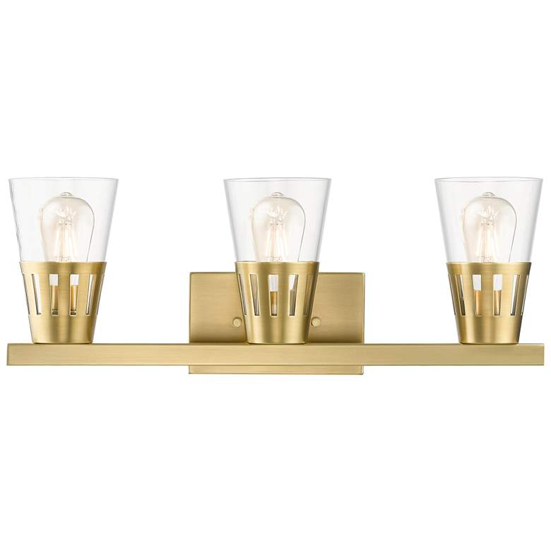 Image 1 3 Light Natural Brass Vanity Sconce