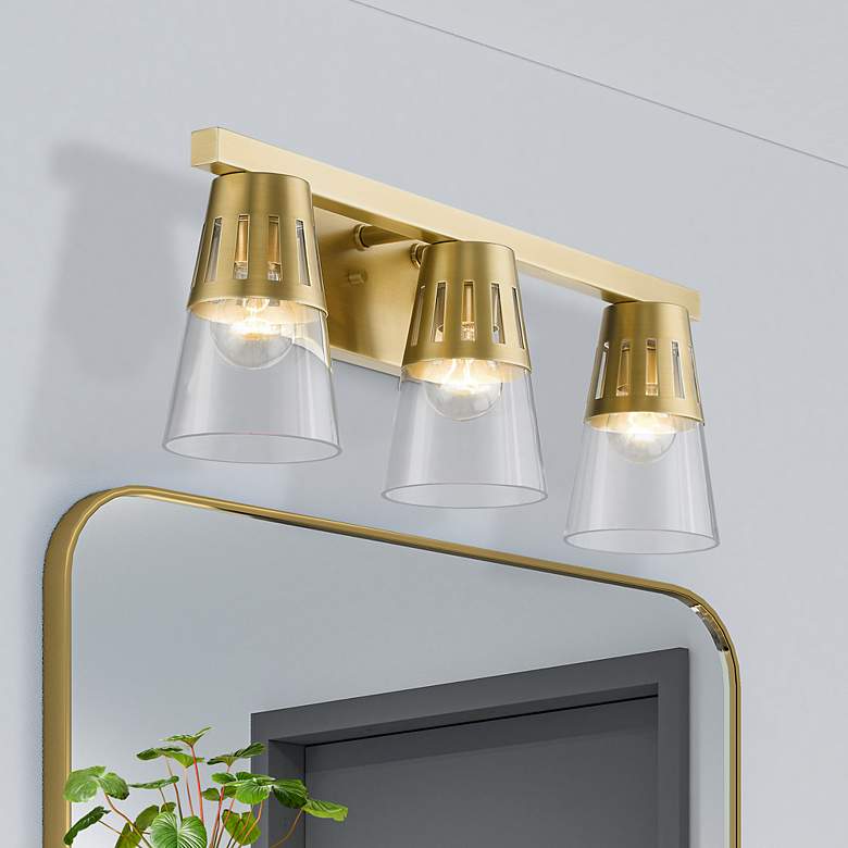 Image 1 3 Light Natural Brass Vanity Sconce