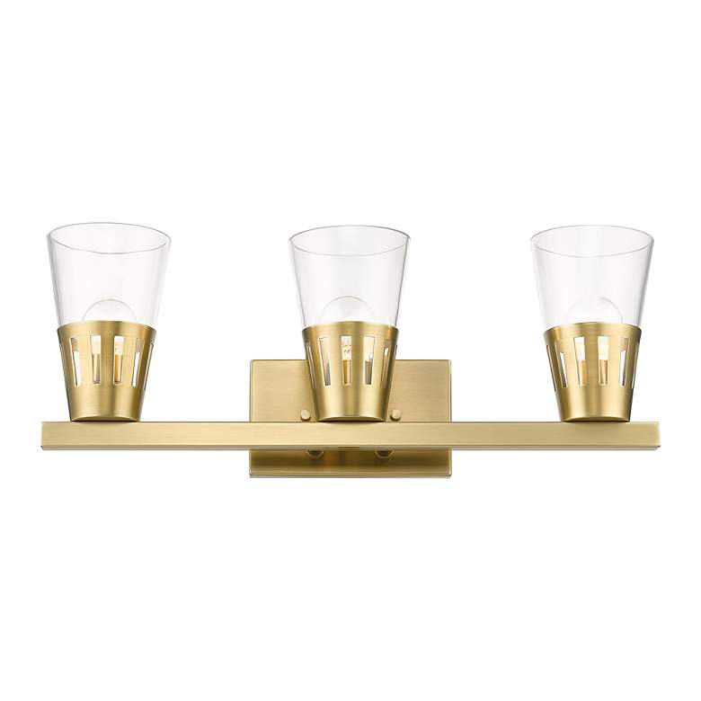 Image 4 3 Light Natural Brass Vanity Sconce more views