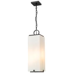 3 Light Outdoor Chain Mount Ceiling Fixture in Black finish