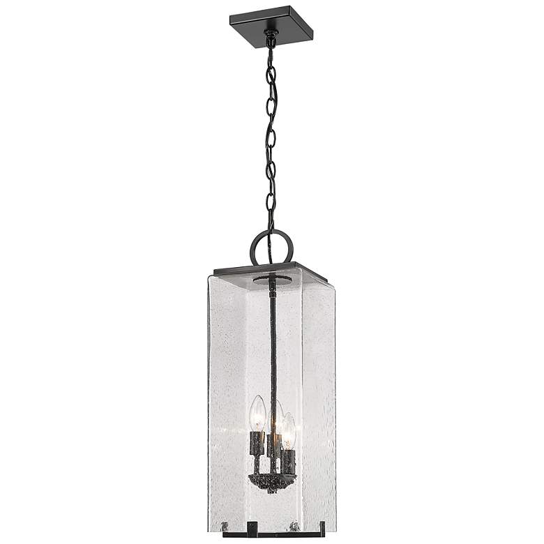 Image 2 3 Light Outdoor Chain Mount Ceiling Fixture in Black finish