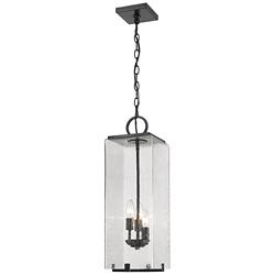 3 Light Outdoor Chain Mount Ceiling Fixture in Black finish