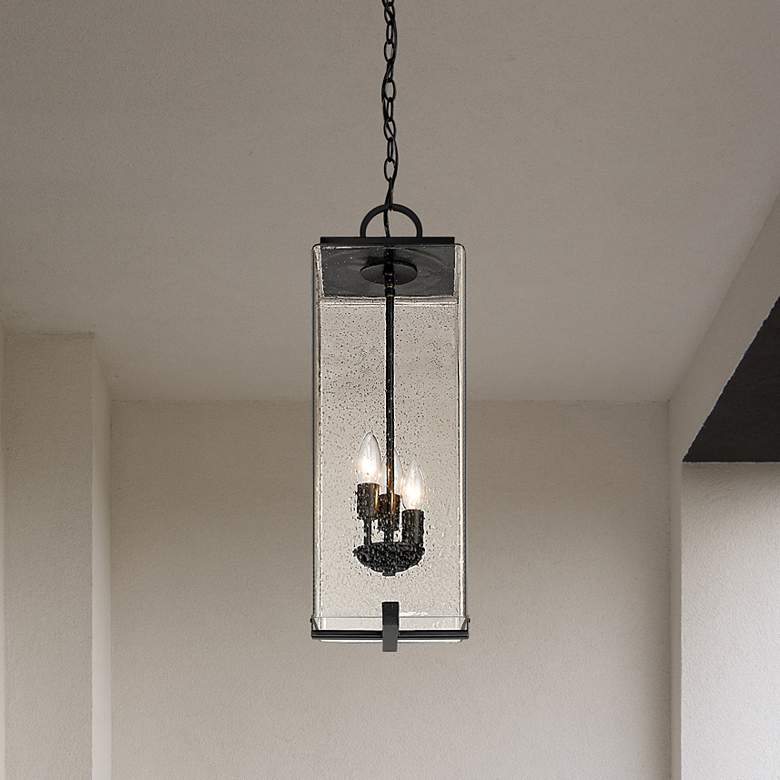 Image 1 3 Light Outdoor Chain Mount Ceiling Fixture in Black finish