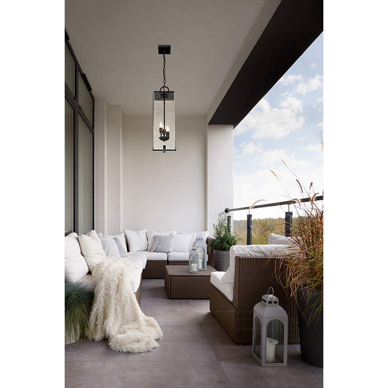 Image 3 3 Light Outdoor Chain Mount Ceiling Fixture in Black finish more views