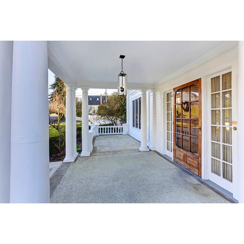 Image 4 3 Light Outdoor Chain Mount Ceiling Fixture in Black finish more views