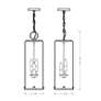 3 Light Outdoor Chain Mount Ceiling Fixture in Black finish