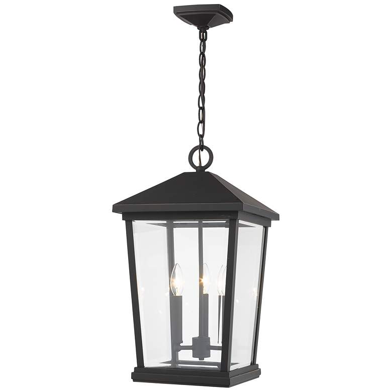 Image 1 3 Light Outdoor Chain Mount Ceiling Fixture in Oil Rubbed Bronze finish