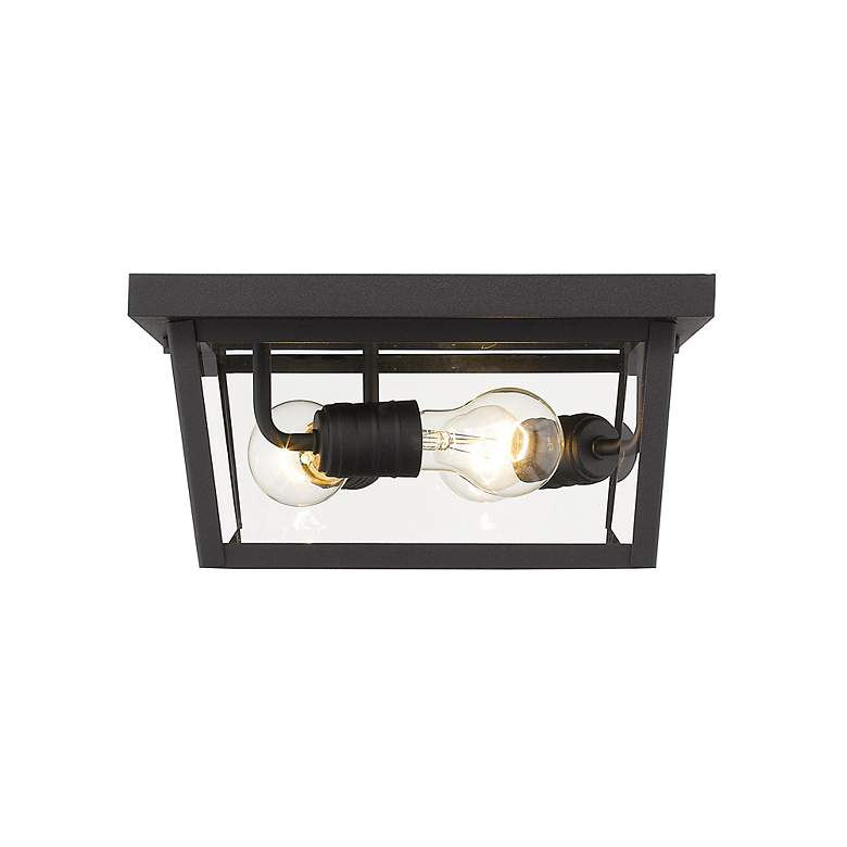 Image 4 3 Light Outdoor Flush Ceiling Mount Fixture in Black Finish more views