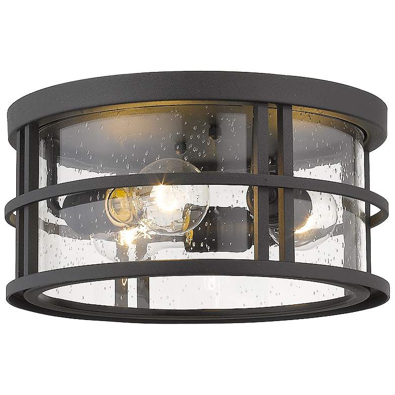 Image 1 3 Light Outdoor Flush Ceiling Mount Fixture in Black Finish