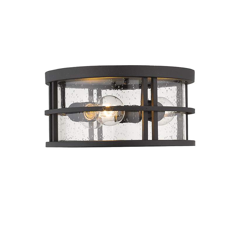 Image 3 3 Light Outdoor Flush Ceiling Mount Fixture in Black Finish more views