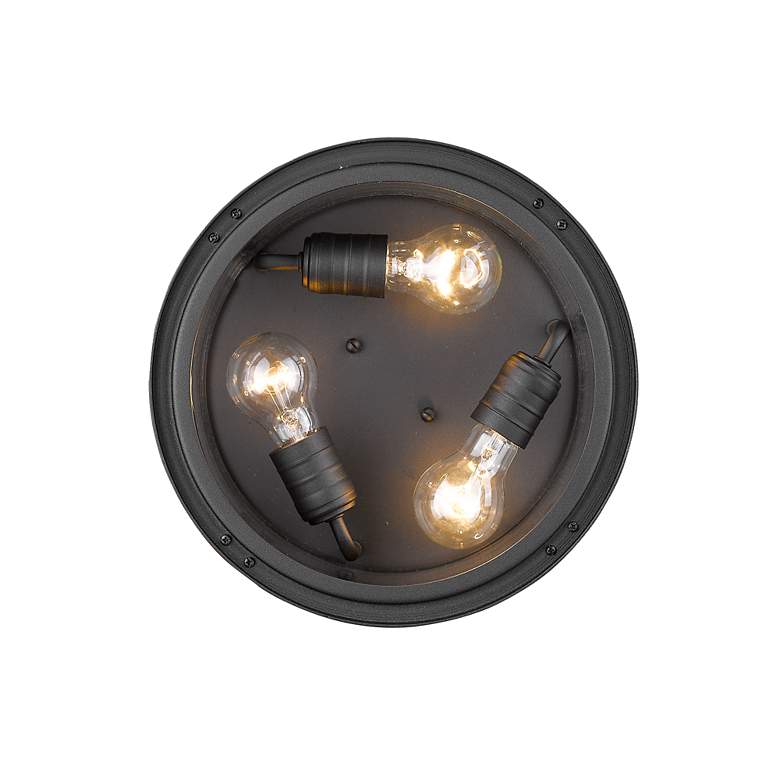 Image 4 3 Light Outdoor Flush Ceiling Mount Fixture in Black Finish more views