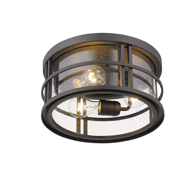 Image 5 3 Light Outdoor Flush Ceiling Mount Fixture in Black Finish more views