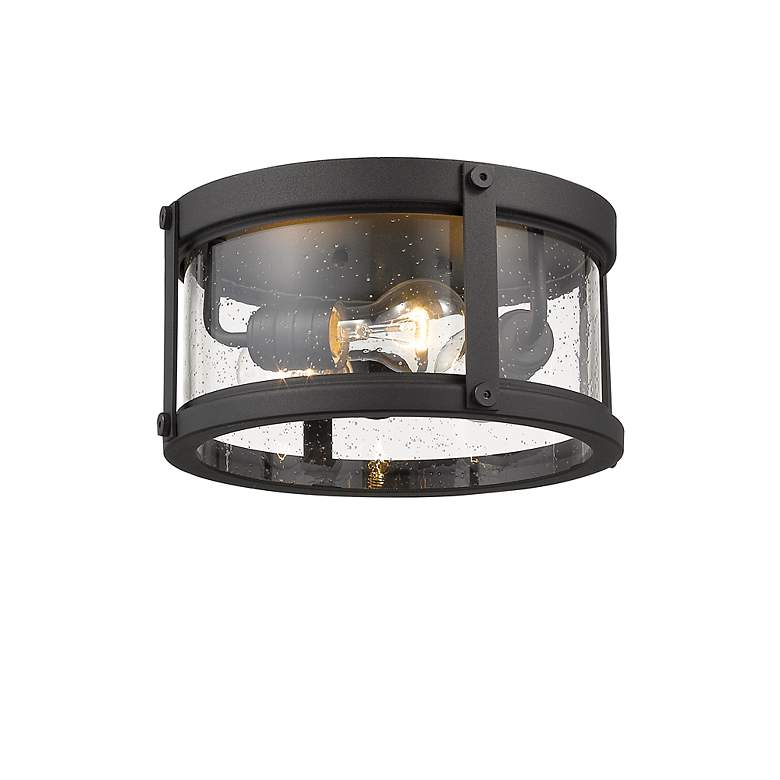 Image 3 3 Light Outdoor Flush Ceiling Mount Fixture in Black Finish more views